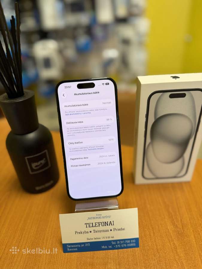 iPhone 15 Black 128gb Su Garantija - nuotraukos Nr. 4
