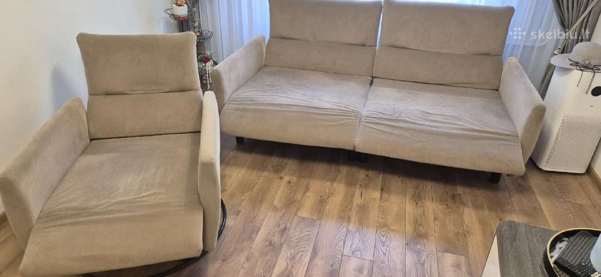 Supamas ir sukinejasi supuojamas fotelis ir sofa. - nuotraukos Nr. 6