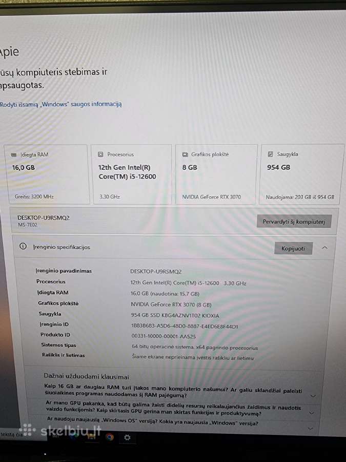Gaming Pc i5 12600 Rtx3070trio 256bit. - nuotraukos Nr. 5