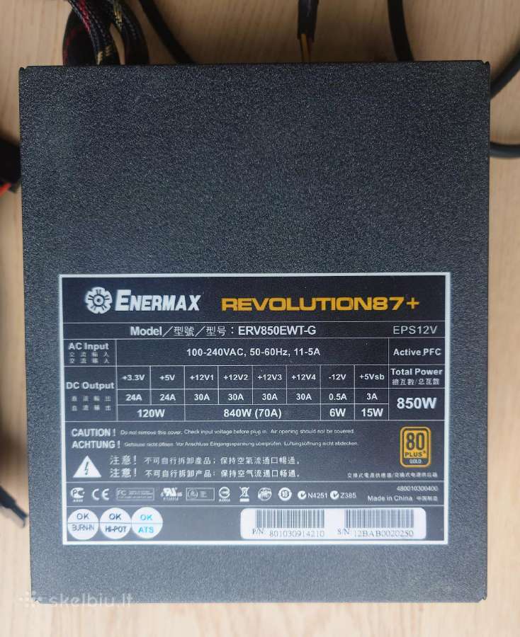 Enermax Revolution87+ 850w Gold - nuotraukos Nr. 2