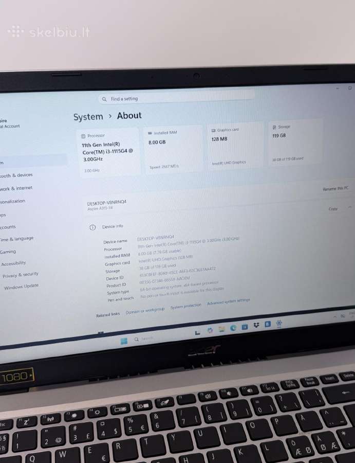 Acer Aspire i3 11th - nuotraukos Nr. 5