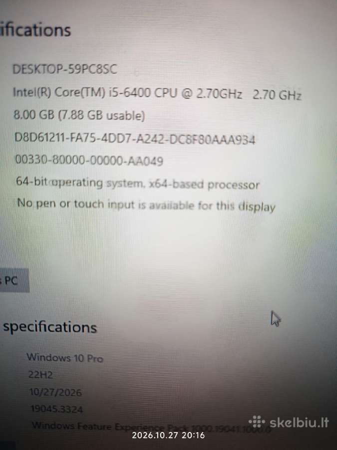 I5-6400-8gb ddr 4 120gb SSD Dvd Rw - nuotraukos Nr. 6