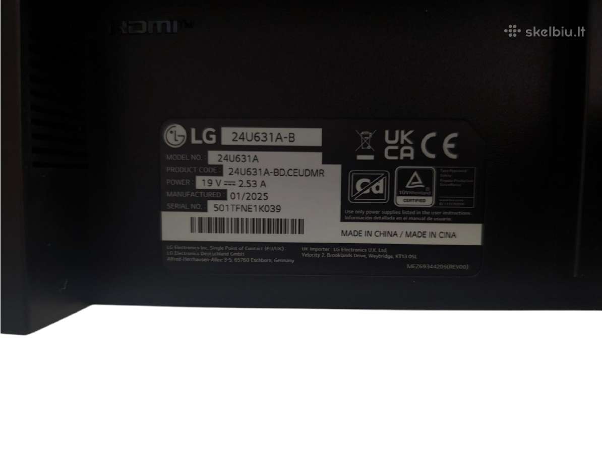 Monitorius LG 24u631a-b 23.8 Qhd Ips 100hz - nuotraukos Nr. 3