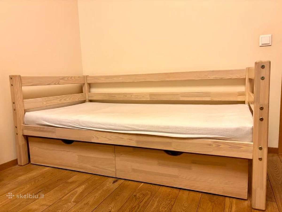 Vaikiska medinė sofa - lova su stalčiais 1,60x0,80 - nuotraukos Nr. 3