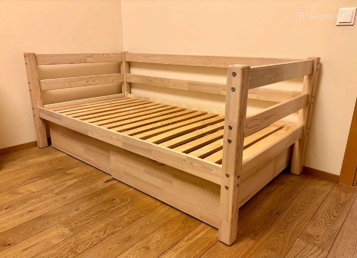 Vaikiska medinė sofa - lova su stalčiais 1,60x0,80 - nuotraukos Nr. 4
