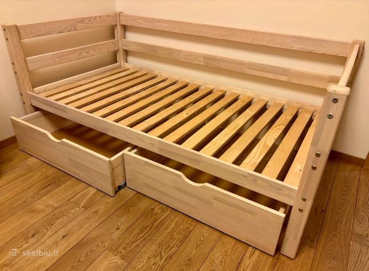 Vaikiska medinė sofa - lova su stalčiais 1,60x0,80 - nuotraukos Nr. 5