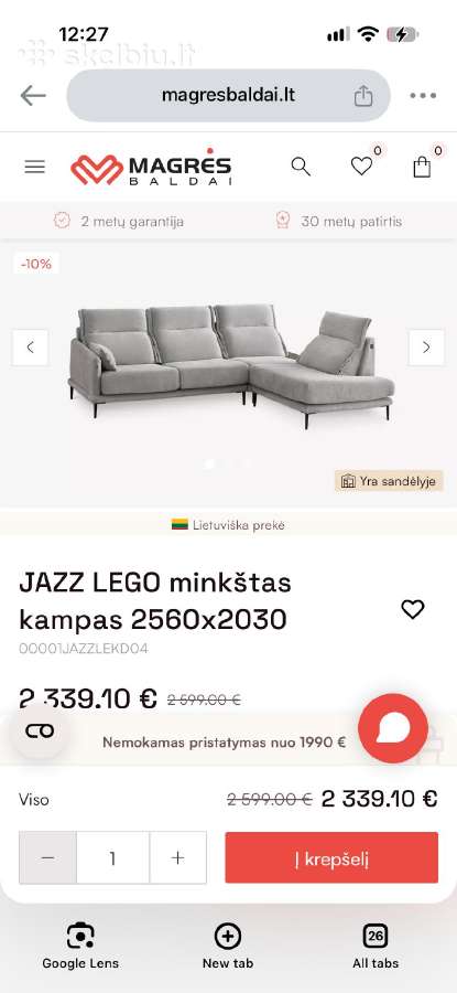 Sofa kampas Magrės baldai - nuotraukos Nr. 9