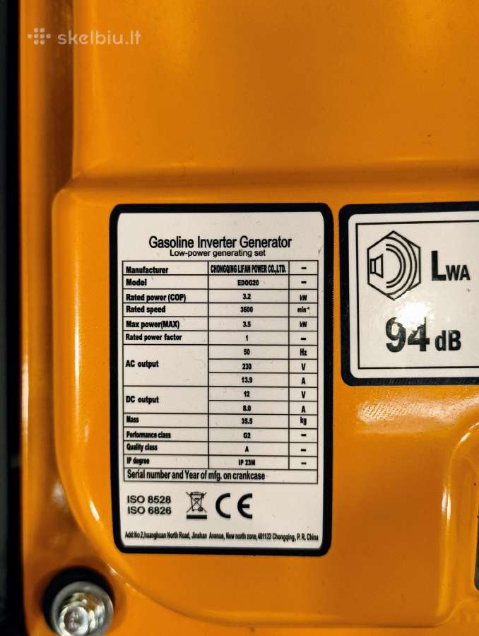 Inverterinis benzininis generatorius 3.2kw / 3.5kw - nuotraukos Nr. 4