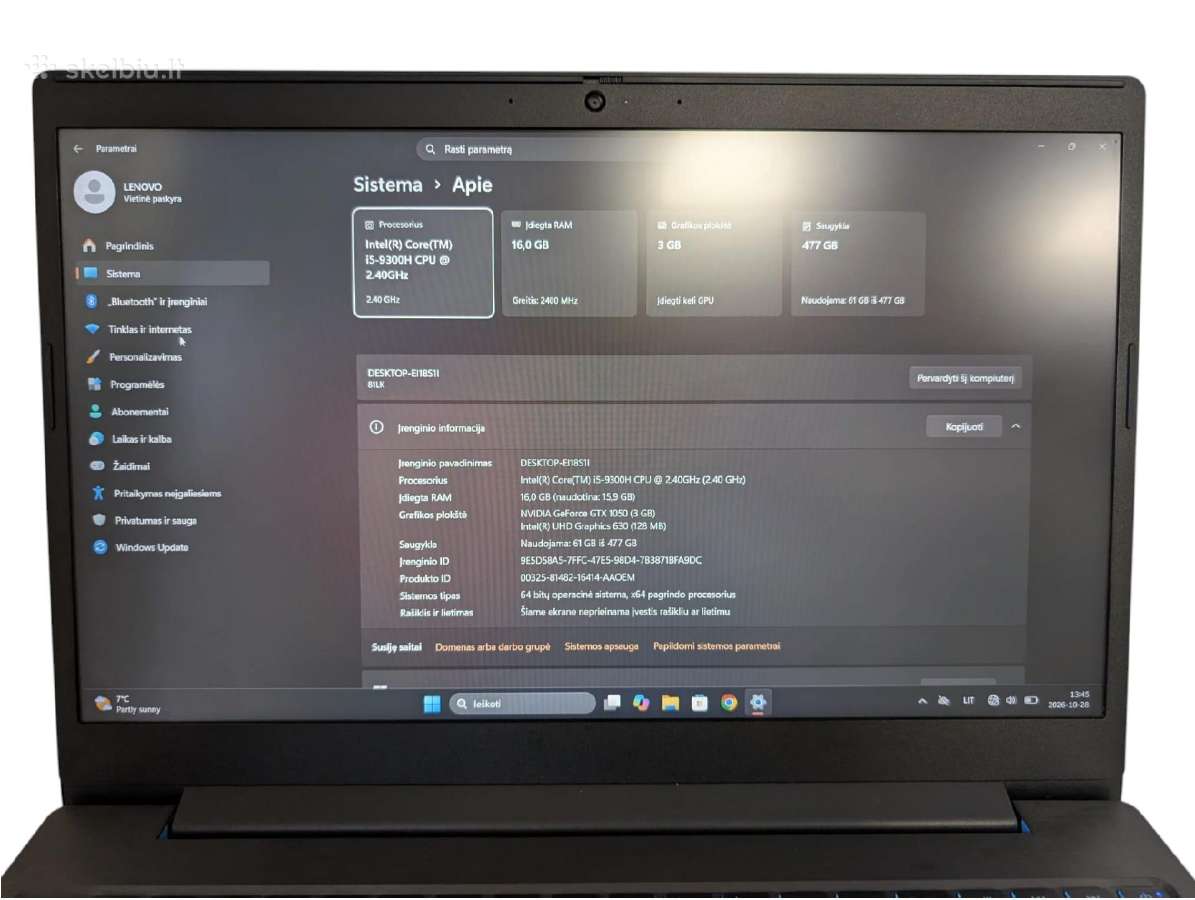 Lenovo Gaming L340 – i5-9300h / 16gb / 512gb / Gtx - nuotraukos Nr. 3
