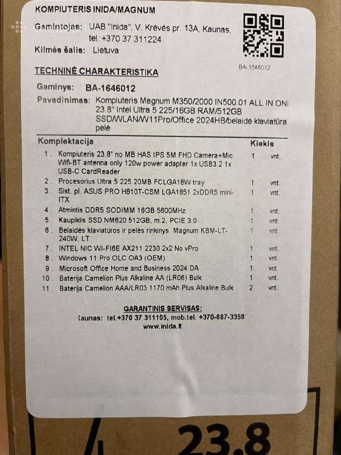 24" Aio Intel Ultra 5 16gb Ddr5 512ssd / garantija - nuotraukos Nr. 13