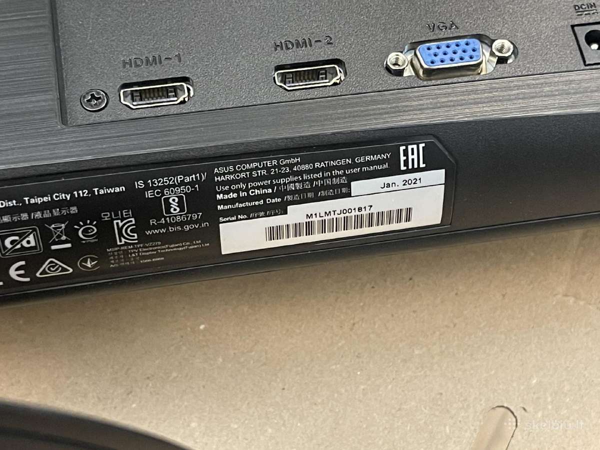 27" Asus Full HD Ips monitorius su garantija - nuotraukos Nr. 5