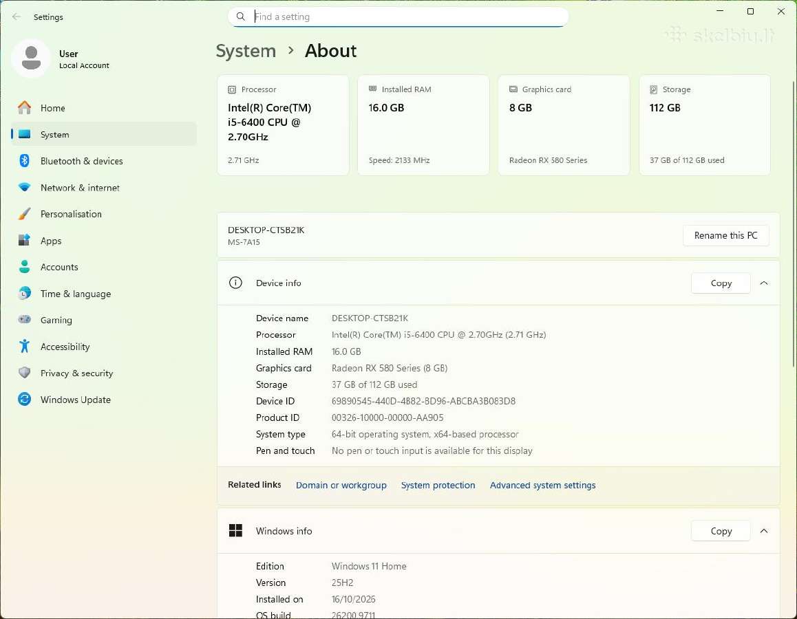 Gaming Pc Rx580 i5-6400 16gb RAM - nuotraukos Nr. 3