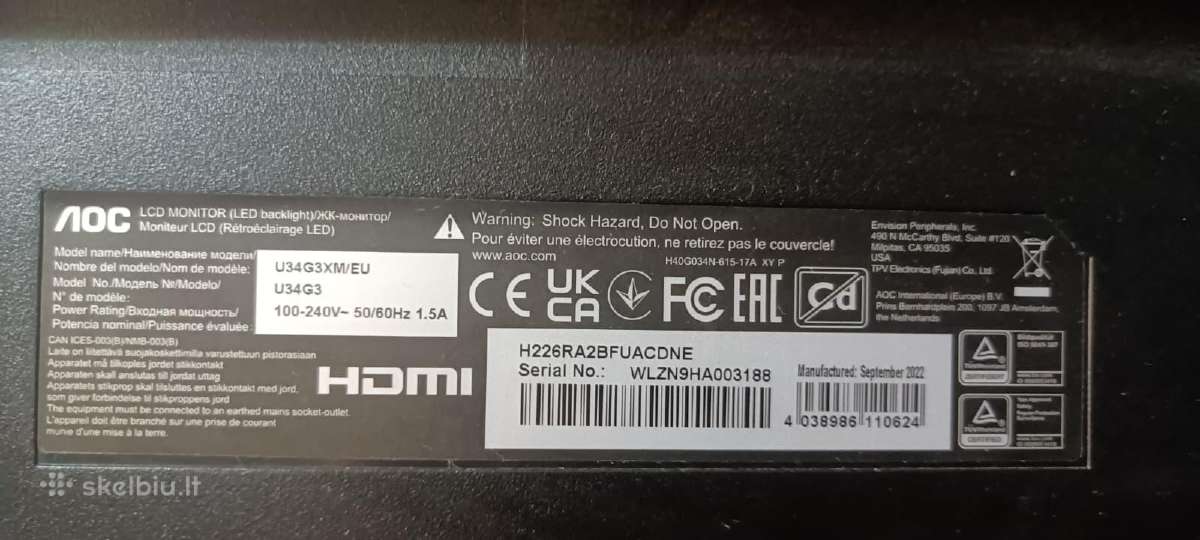Aoc žaidimų monitorius 34, 34401440, 144 Hz, Hdr - nuotraukos Nr. 5
