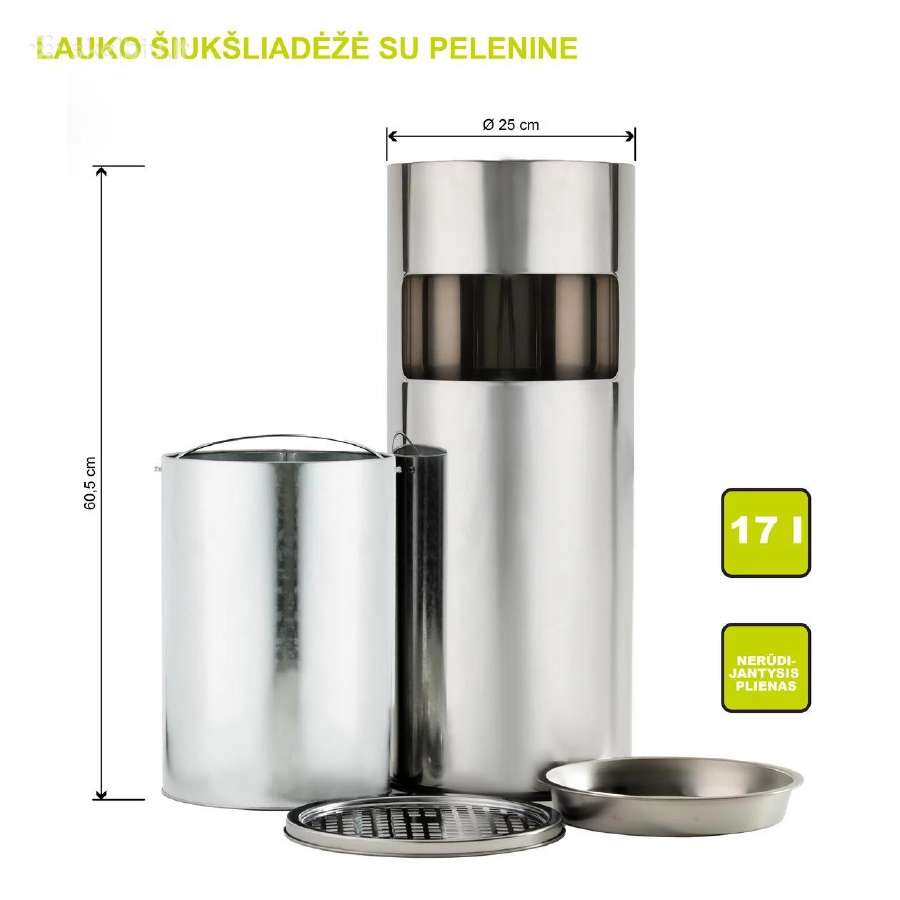 Parduodu Lauko šiukšliadėžę su pelenine 17 litrų - nuotraukos Nr. 5