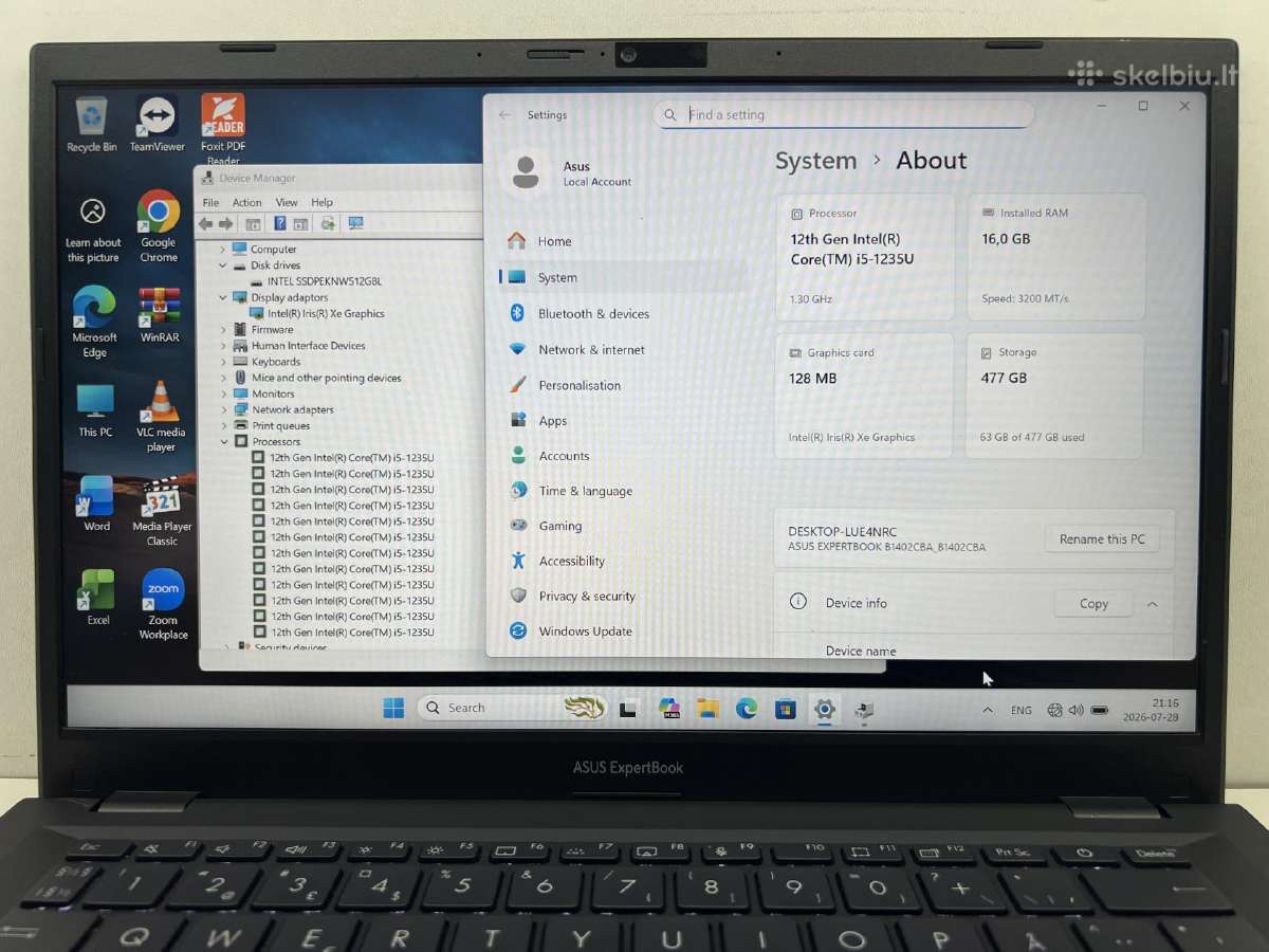 Asus expertbook B1402 - nuotraukos Nr. 3