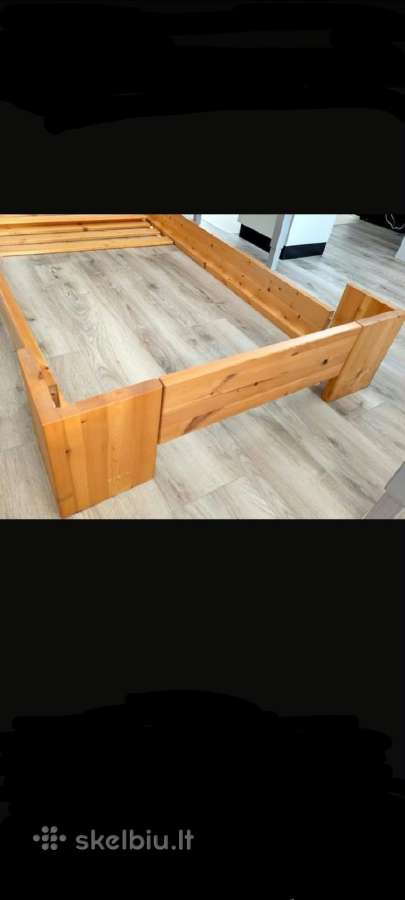 Masyvo medienos lova / pušis, 90x200, su čiužiniu - nuotraukos Nr. 2