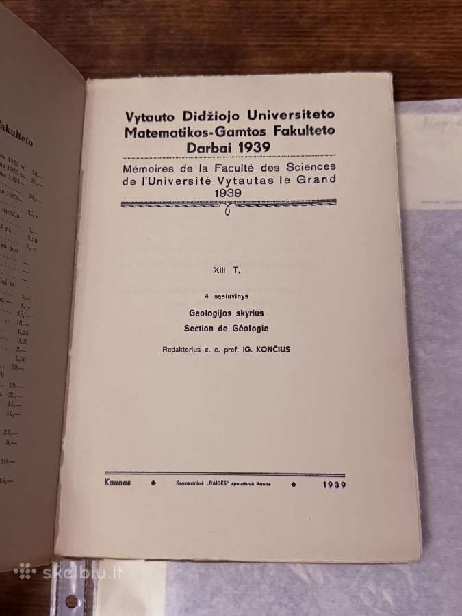 Geologijos skyrius. Vdu darbai 1939 m. - nuotraukos Nr. 2
