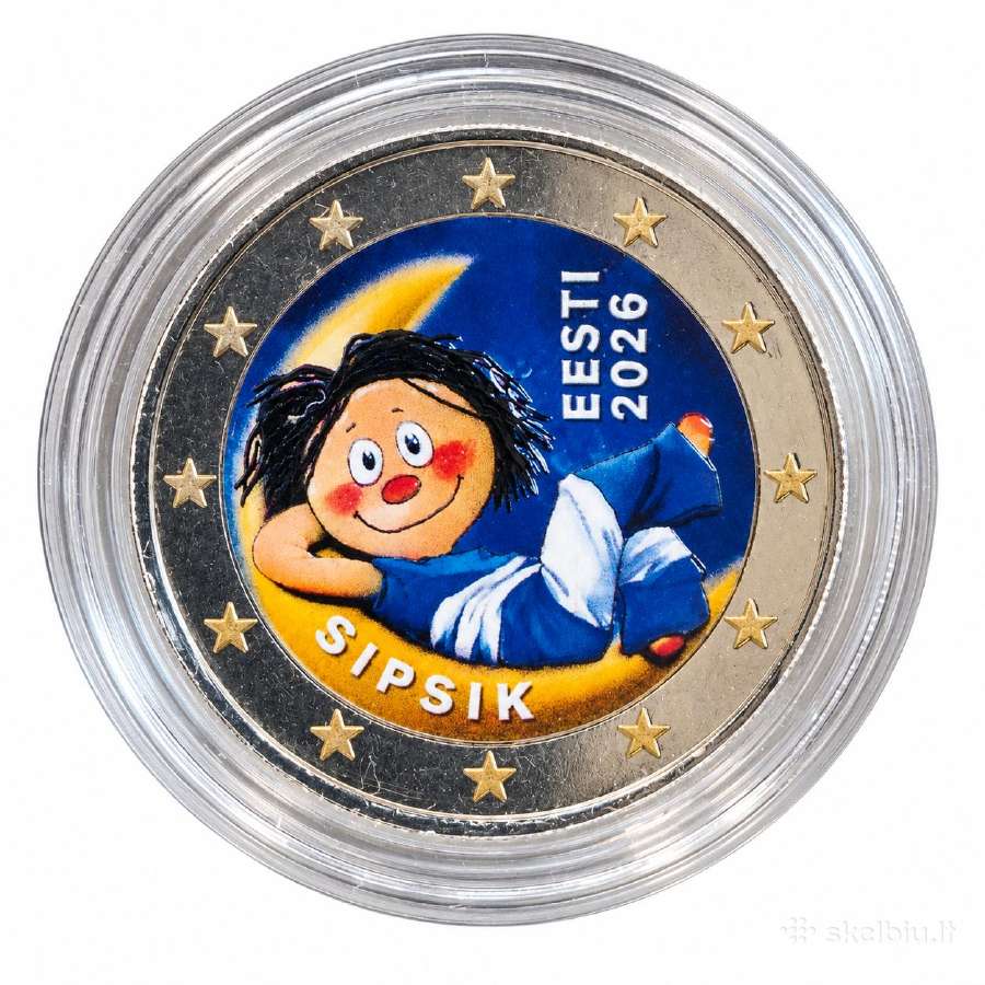Dengtos emale spalvotos dvieju euru monetos - nuotraukos Nr. 3