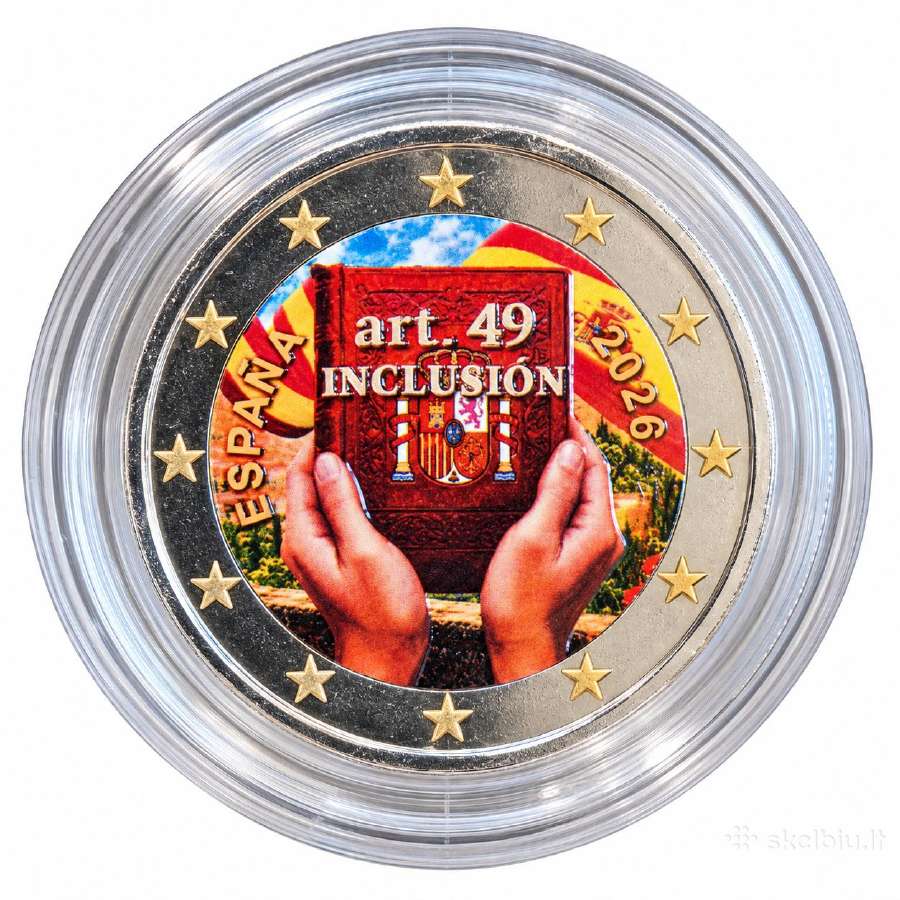 Dengtos emale spalvotos dvieju euru monetos - nuotraukos Nr. 8