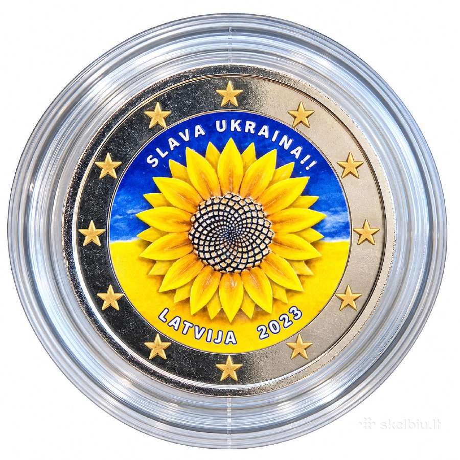 Dengtos emale spalvotos dvieju euru monetos - nuotraukos Nr. 4
