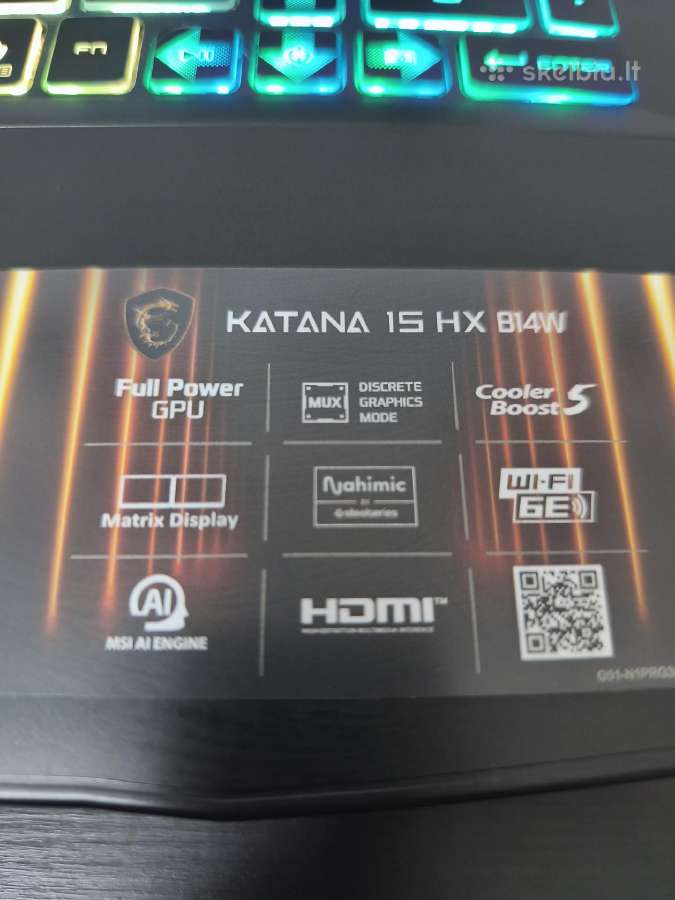 Msi katana 15hx B14w - nuotraukos Nr. 3