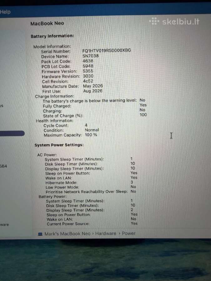 Naujas, bet altyvuitas MacBook Neo 512gb - nuotraukos Nr. 5