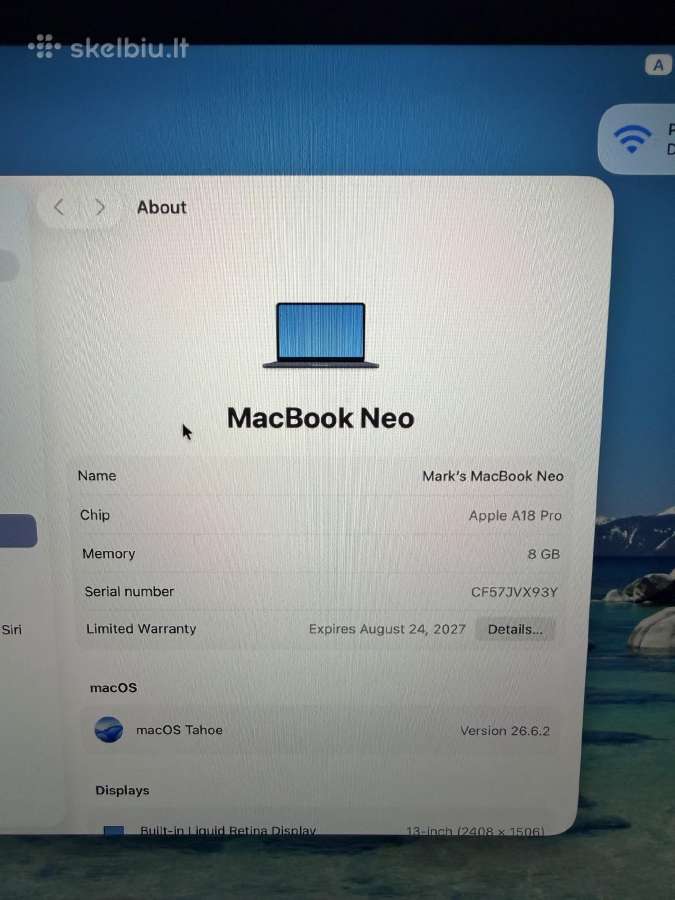 Naujas, bet altyvuitas MacBook Neo 512gb - nuotraukos Nr. 8