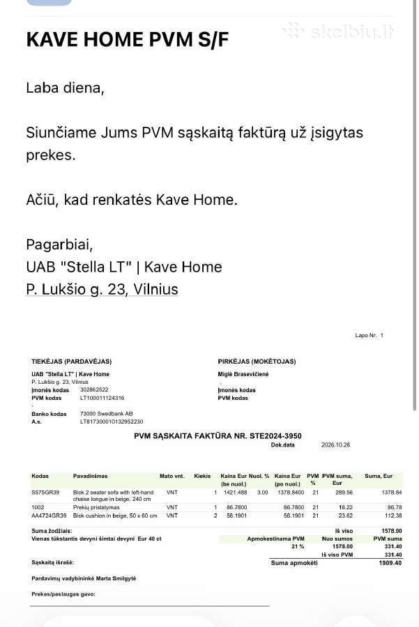 Kave Home Block sofa - nuotraukos Nr. 4