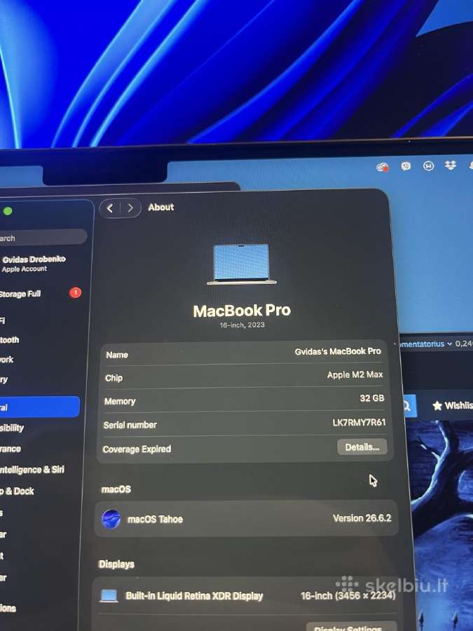 Apple MacBook Pro 16 2023, M2 Max, 32 GB RAM, 1t - nuotraukos Nr. 4