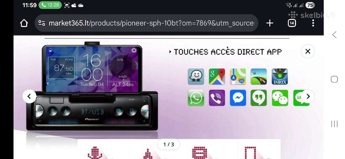 Pioneer carplay youtube waze ir visi kiti privalum - nuotraukos Nr. 2