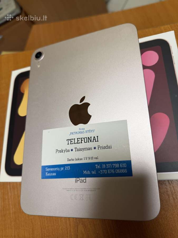 iPad Mini 6kartos 64gb WiFi Pink Su Garantija - nuotraukos Nr. 2