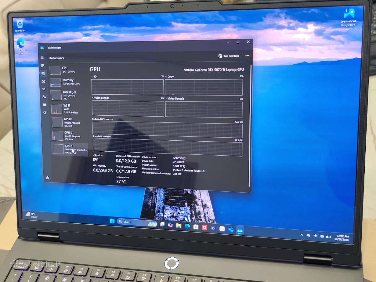 Intel Ultra 9 Rtx 5070 Ti 12gb, 32gb RAM,1tb SSD - nuotraukos Nr. 5