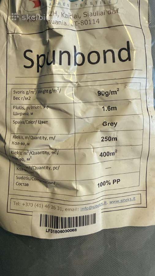 Spunbond rulonas (neaustinė medžiaga) - nuotraukos Nr. 2
