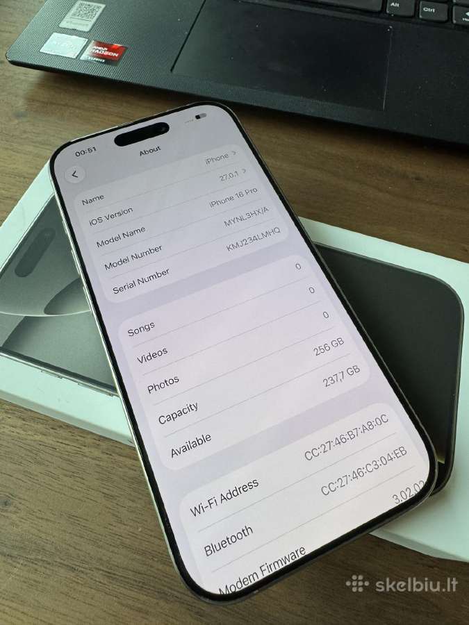 iPhone 16 Pro 256gb Natural titanium Idealus - nuotraukos Nr. 3