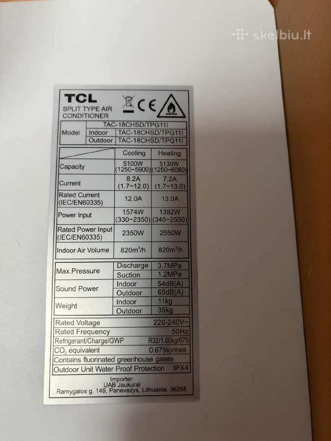 Tcl Kondicionierius/šilumos siurblys 5.1kw - nuotraukos Nr. 7