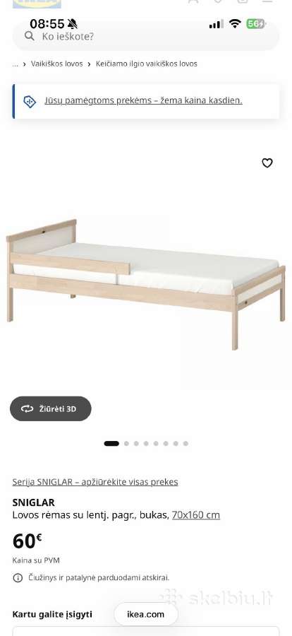 Ikea vaikiška lova Sniglar su čiužiniu - nuotraukos Nr. 5