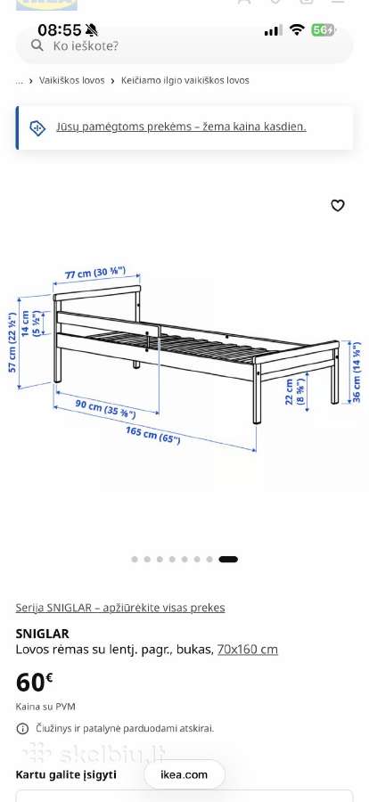 Ikea vaikiška lova Sniglar su čiužiniu - nuotraukos Nr. 6