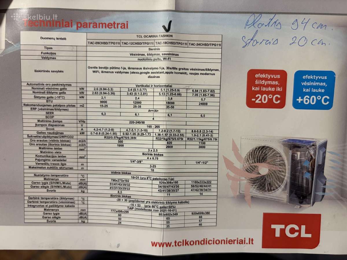Tcl Kondicionierius/šilumos siurblys 5.1kw - nuotraukos Nr. 9