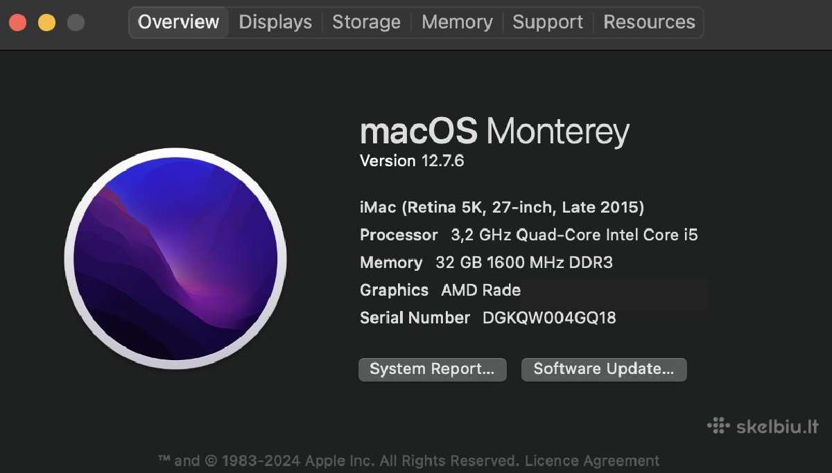 Apple iMac 27 Retina 5k 2015, 32gb RAM, 256gb SSD - nuotraukos Nr. 7