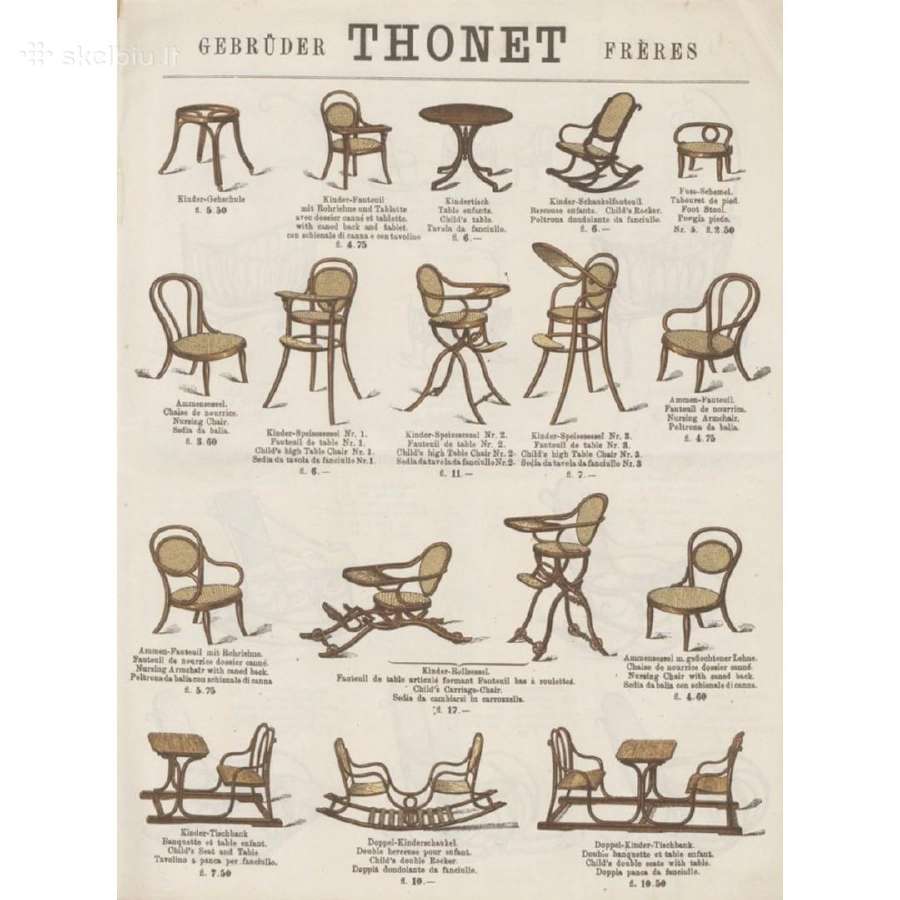 Thonet stiliaus vaikiškas suolas su kėde - nuotraukos Nr. 12