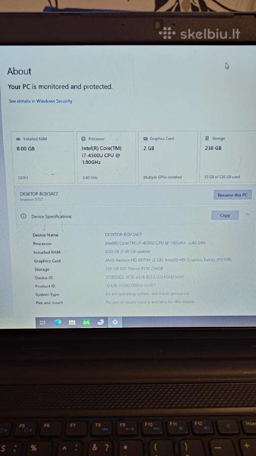Dell 17.3" i7 / 8gb RAM / 256gb SSD / Naujas akumu - nuotraukos Nr. 4