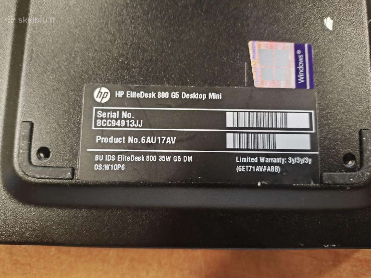Elitedesk 800 G5 Mini Pc i5-9500t 8gb 256gb SSD - nuotraukos Nr. 3