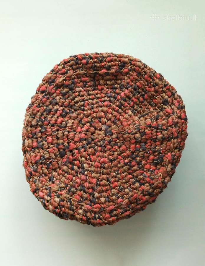Rankų darbo didelis nertas krepšys, 30cm skersmuo - nuotraukos Nr. 7