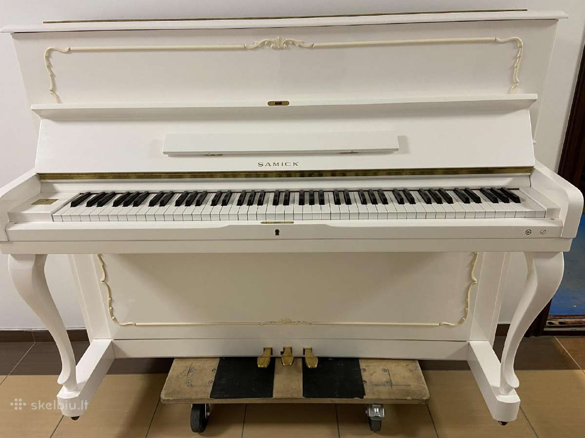 Pianinas baltas blizgus pianinas Samick 118 F 2004 - nuotraukos Nr. 3