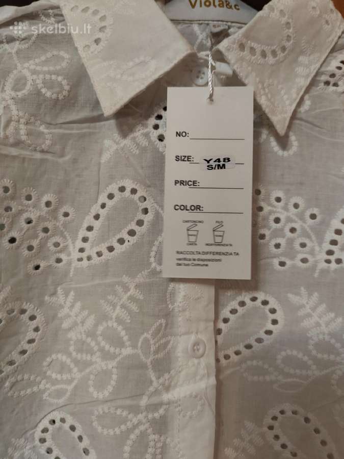 Nauji balti marškiniai su siuvinėta drobele S/m d - nuotraukos Nr. 3
