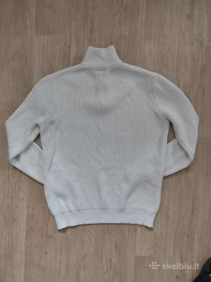 Stambaus mezgimo baltas half zip megztinis S - nuotraukos Nr. 2