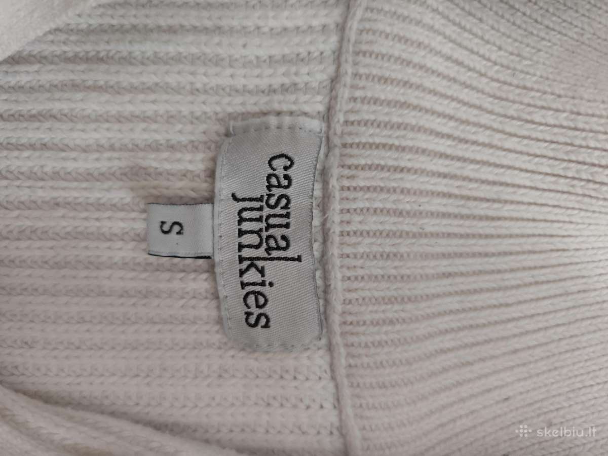 Stambaus mezgimo baltas half zip megztinis S - nuotraukos Nr. 3