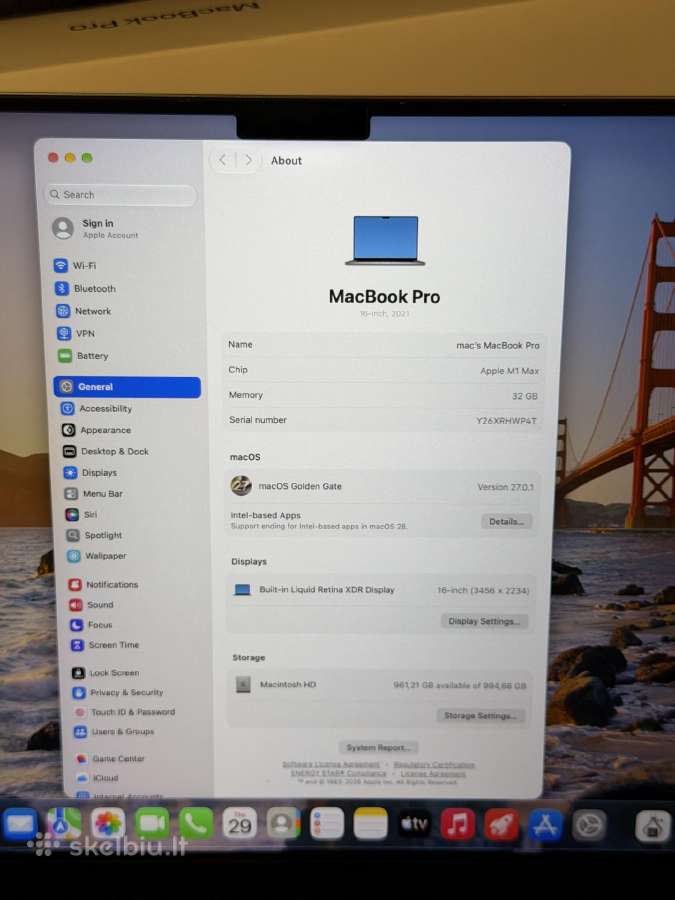 MacBook Pro 16 M1 Max / 32gb / 1tb - nuotraukos Nr. 7
