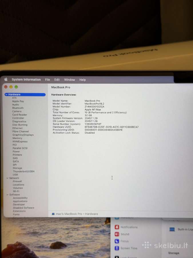 MacBook Pro 16 M1 Max / 32gb / 1tb - nuotraukos Nr. 10