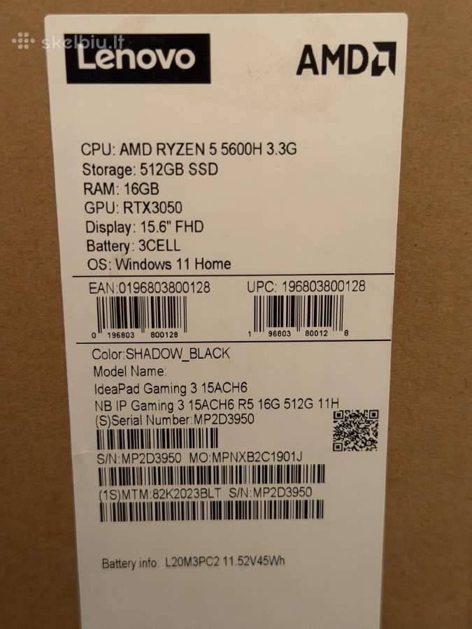 Lenovo Ideapad Gaming 3 - nuotraukos Nr. 6